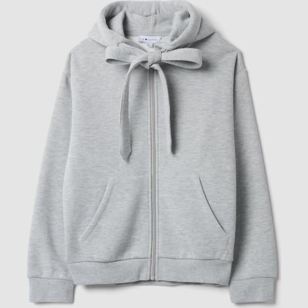 Sudadera con capucha mujer light gray cuello con capucha largo de manga larga con cremallera B.angel