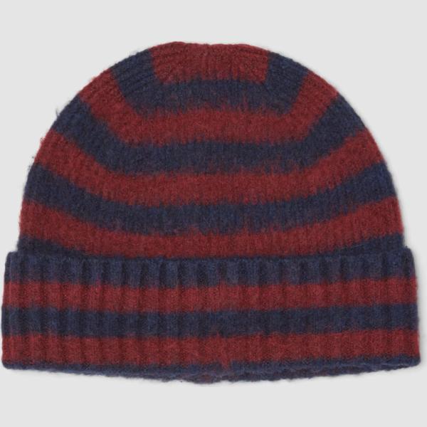 Beanie hombre light gray de rayas lana Piombo