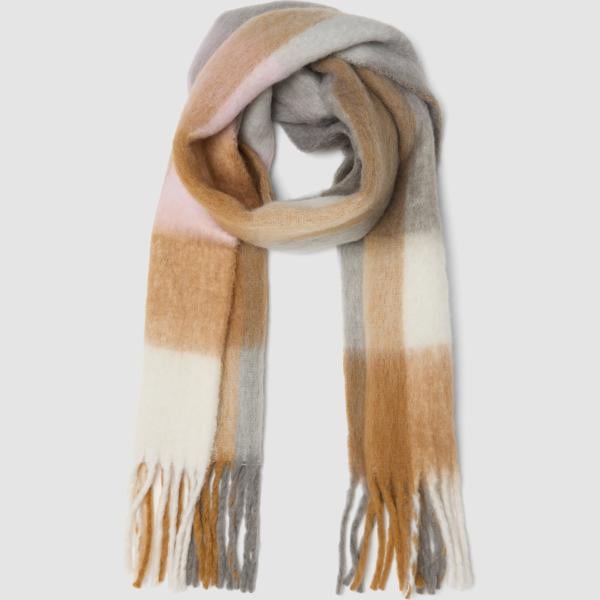 Bufanda mujer light brown con flecos conjunto lana Les Copains