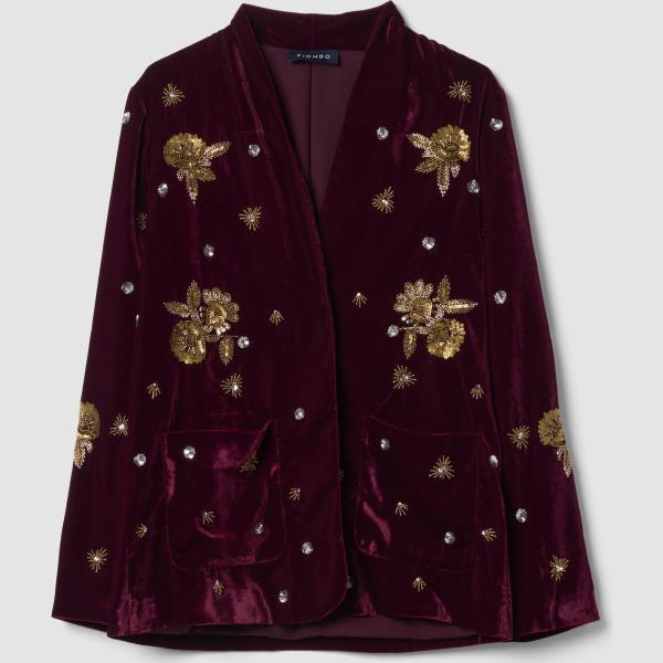 Chaqueta mujer dark blue con lentejuelas largo terciopelo Piombo Contemporary