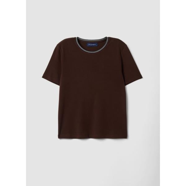 Camiseta mujer marrón oscuro de manga corta viscosa Piombo Contemporary