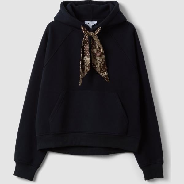 Sudadera con capucha mujer jet black con diseños con lazo cuello con capucha de manga larga B.angel