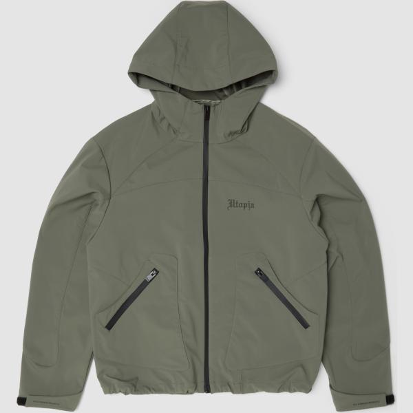 Chaqueta hombre gris oscuro cuello con capucha largo con cremallera Utopja