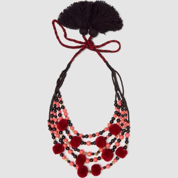 Collar mujer light gray con perlas con cordones ajustables Piombo