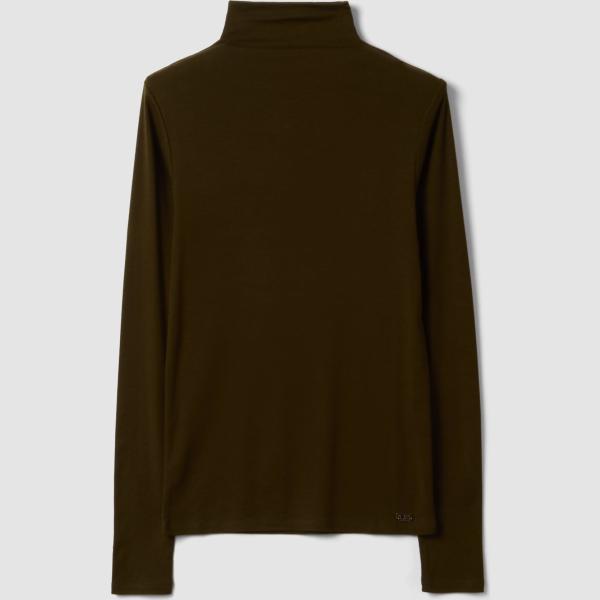 Camiseta mujer gris oscuro cuello alto de manga larga lana Les Copains