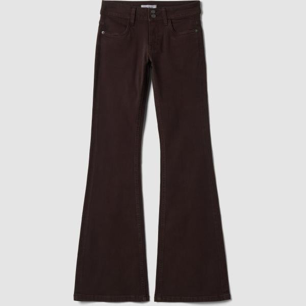 Vaqueros mujer marrón oscuro corto cintura media con cremallera denim B.angel