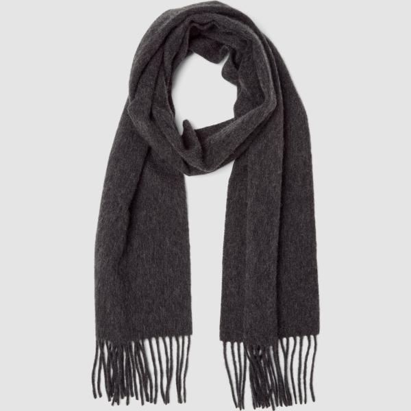 Bufanda hombre gris oscuro con flecos cachemira Piombo Contemporary