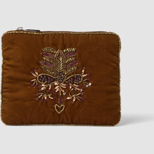 Pochette mujer light gray con lentejuelas con cremallera Piombo