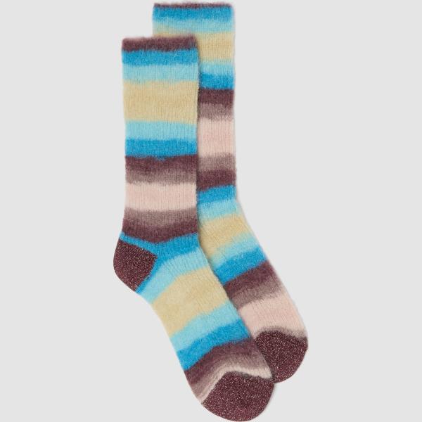 Calcetines mujer light gray de rayas lana de mohair Les Copains