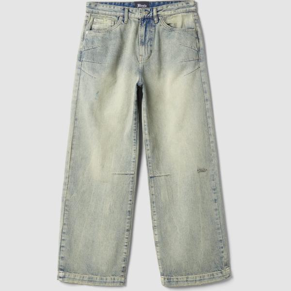 Vaqueros pata de elefante hombre sand beige efecto lavado corto denim Utopja