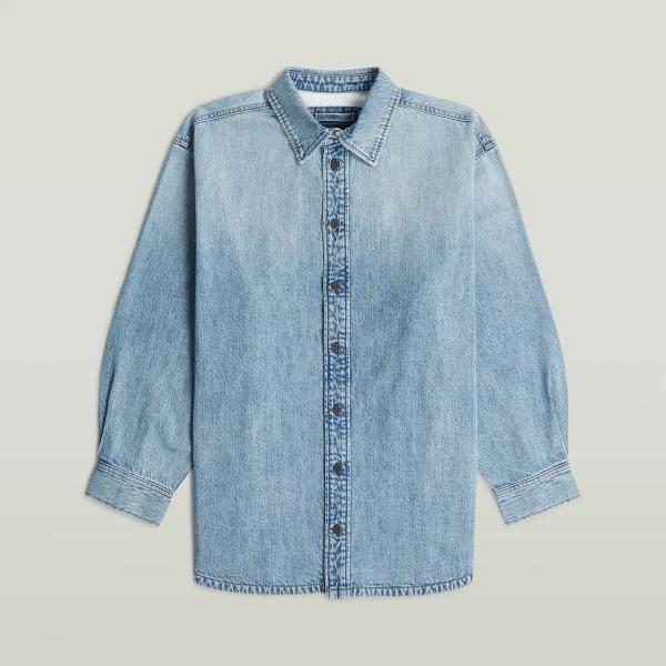 Chemise femme extra-large gris clair effet délavé maxi avec boutons G-Star RAW