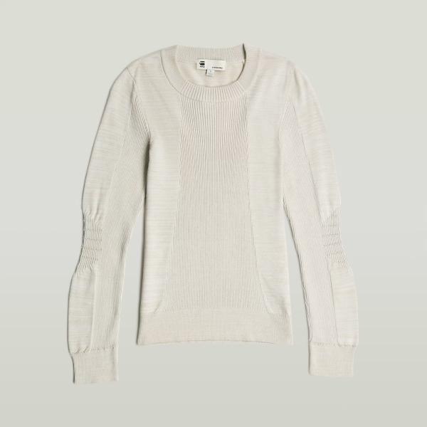 Gros pull femme motard gris clair col rond G-Star RAW