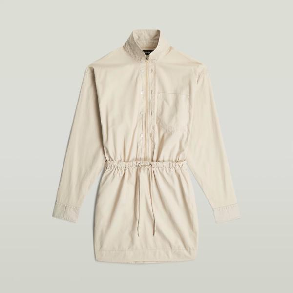 Robe femme gris clair col haut à manches longues à fermeture éclair G-Star RAW