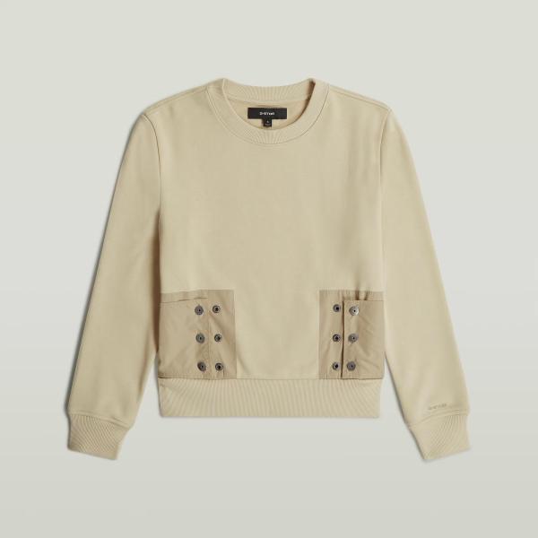 Sweat femme gris clair avec décolleté à manches longues polyester G-Star RAW