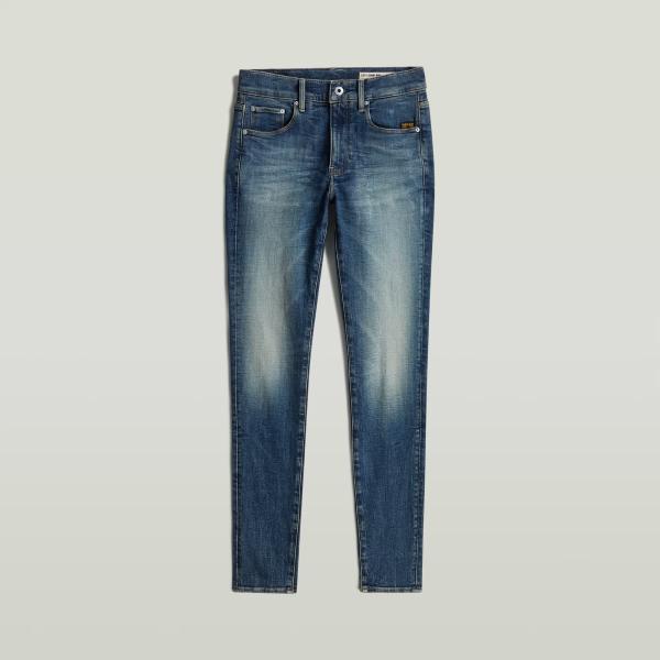 Vaqueros pitillo mujer dark blue efecto lavado corto cintura media con cremallera denim G-Star RAW