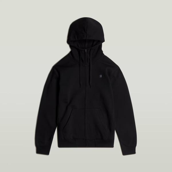 Sudadera con capucha hombre jet black cuello con capucha de manga larga de punta con cremallera poliéster G-Star RAW