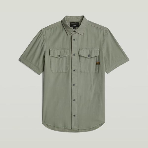 Camisa hombre verde oliva corto algodón G-Star RAW