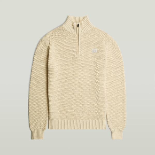 Cárdigan hombre ivory white de punta con cremallera G-Star RAW