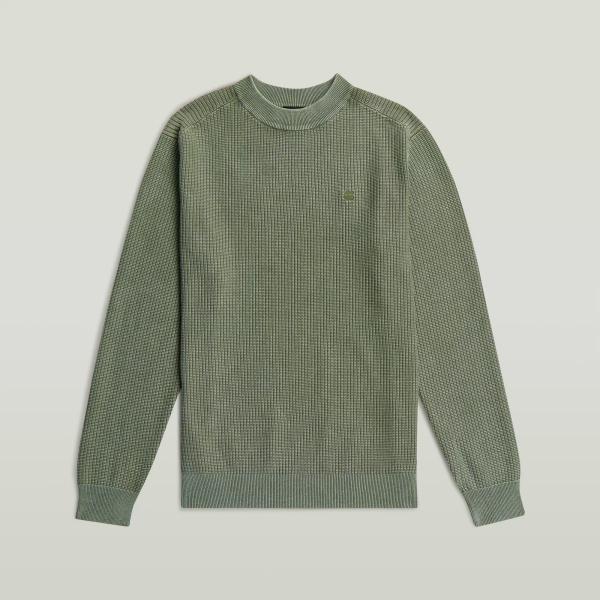 Jersey hombre verde oliva efecto lavado de manga larga de punta algodón G-Star RAW