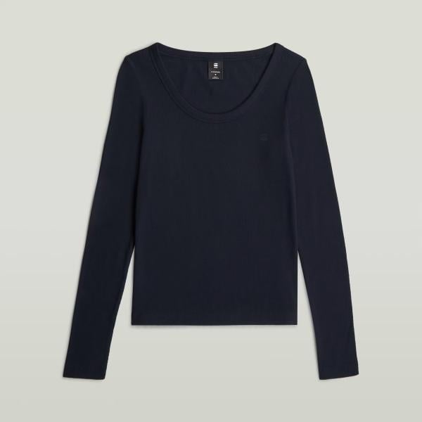Camiseta mujer light gray corto de manga larga algodón G-Star RAW