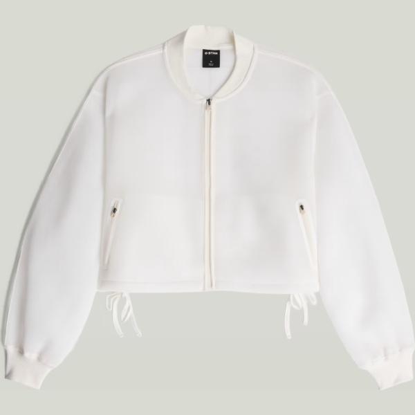 Chaqueta mujer ivory white de punto corto con cremallera poliéster G-Star RAW