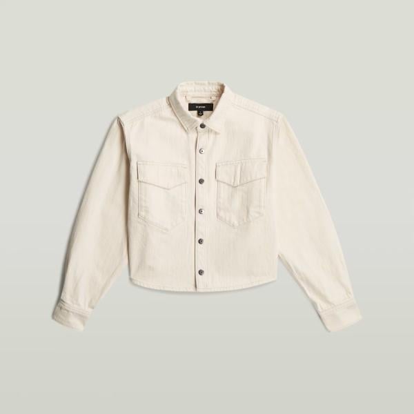 Camisa mujer boxy ivory white corto con botones G-Star RAW