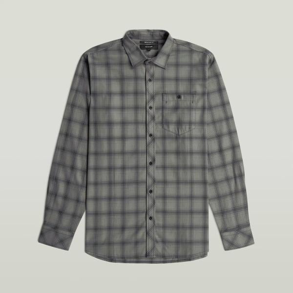 Camisa hombre gris oscuro de cuadros de manga larga G-Star RAW