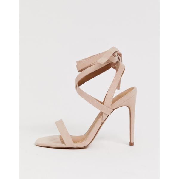 Scarpe con tacco petite collo aperto con laccetti nudo Asos Design