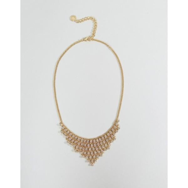 Collana con ciondolo fantasia floreale con perline in seta con strass e catenina oro Johnny Loves Rosie
