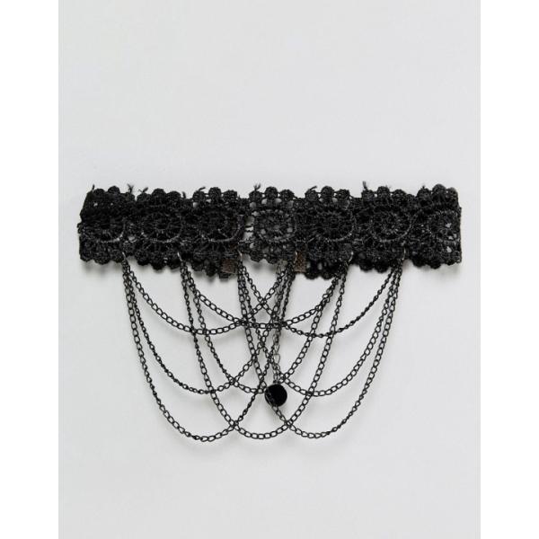 Catena pendenti con pizzo fantasia floreale con perline girocollo con fasce in seta con catenina Johnny Loves Rosie