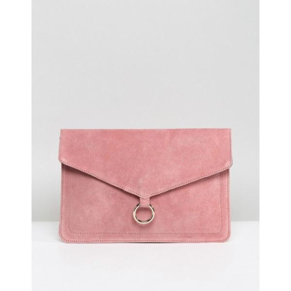 Pochette con anello effetto scamosciato con zip in denim con tasca interna Asos Design