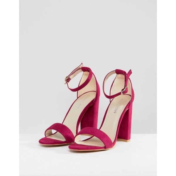 Sandali con stampa e tacco largo collo aperto nudo e fucsia Glamorous