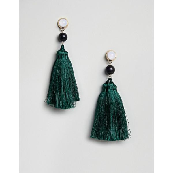 Orecchini pendenti con perle farfalla con perline e nappine oro Asos Design