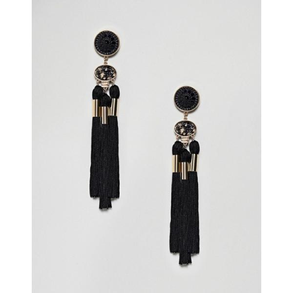 Orecchini pendenti farfalla con perline e nappine nero e oro Ivyrevel