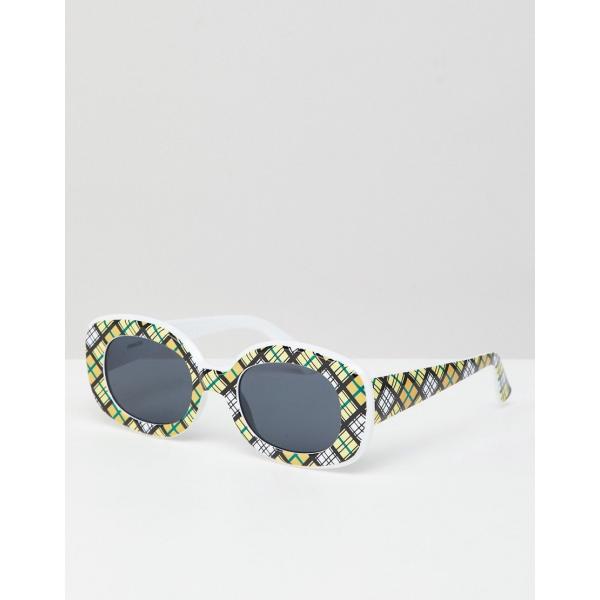 Occhiali da sole sagomati con stampa stanghette sottili in denim protezione dai raggi Asos Design