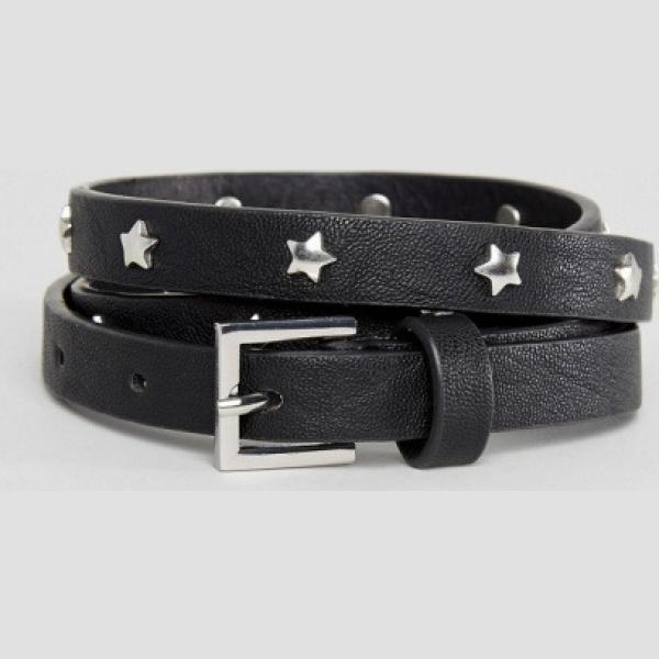 Cintura con borchie e cinturino in denim lunghezza regolabile Pieces