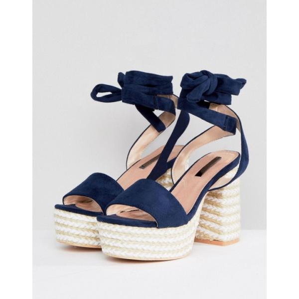 Sandali con tacco e plateau navy Lost Ink
