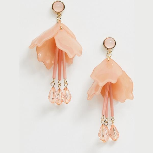 Orecchini pendenti petite farfalla con perline oro Asos Design