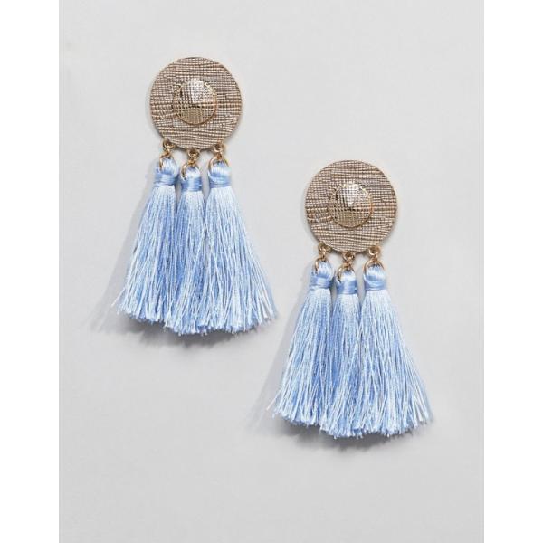 Orecchini farfalla con nappine blu e oro Asos