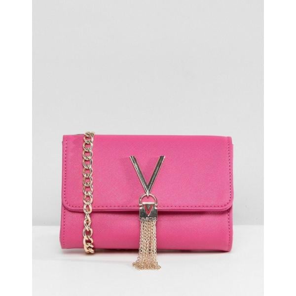 Borsa a tracolla con cinturino e nappine rosa Valentino by Mario Valentino