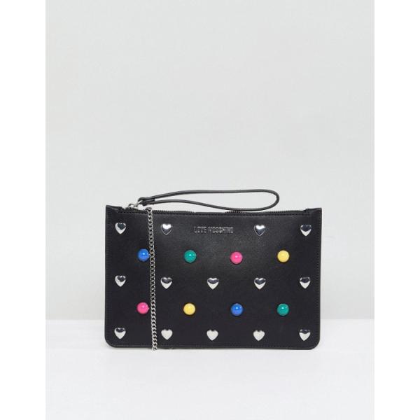 Pochette con borchie e zip con tasca interna Love Moschino
