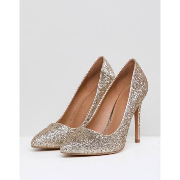 Décolleté glitter con tacco alto oro Asos Design