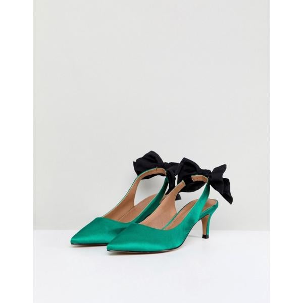 Scarpe con fiocco e tacco spillo con cinturino a punta in denim Asos Design