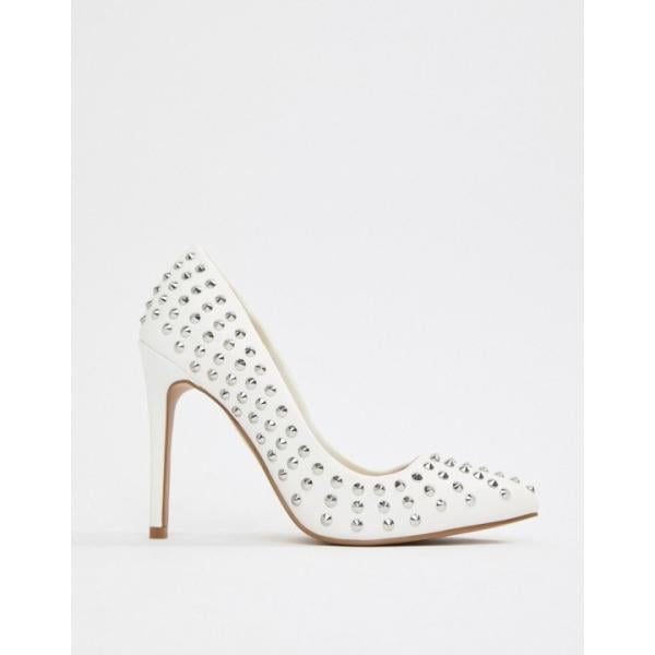 Scarpe con borchie a punta in denim Asos Design