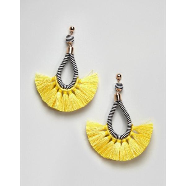 Orecchini pendenti farfalla in denim con nappine Pieces
