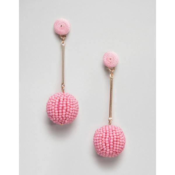 Orecchini pendenti farfalla in denim rosa e oro Pieces