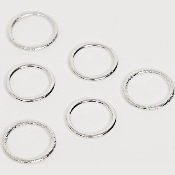 Anello petite effetto zigrinato argento Asos Design