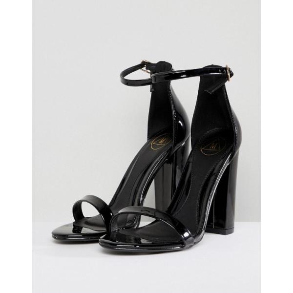 Sandali con tacco largo nudo e nero Missguided
