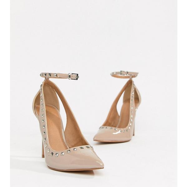 Scarpe con borchie e tacco alto a punta in denim Asos Design