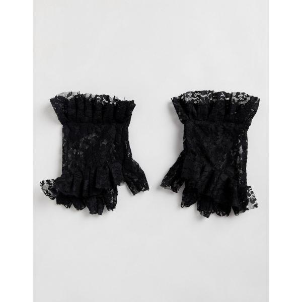 Guanti con pizzo in denim con volant Asos Design